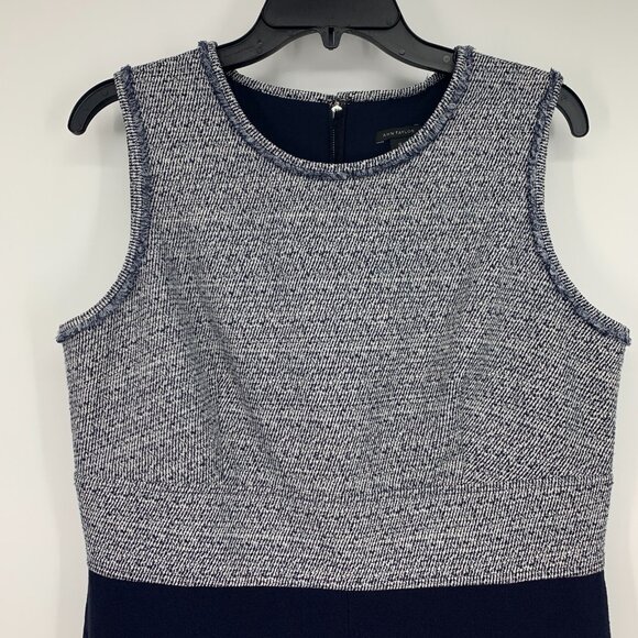 Ann Taylor Dress Blue Tweed A Line Flare Sleeveless Pockets - Picture 4 of 13
